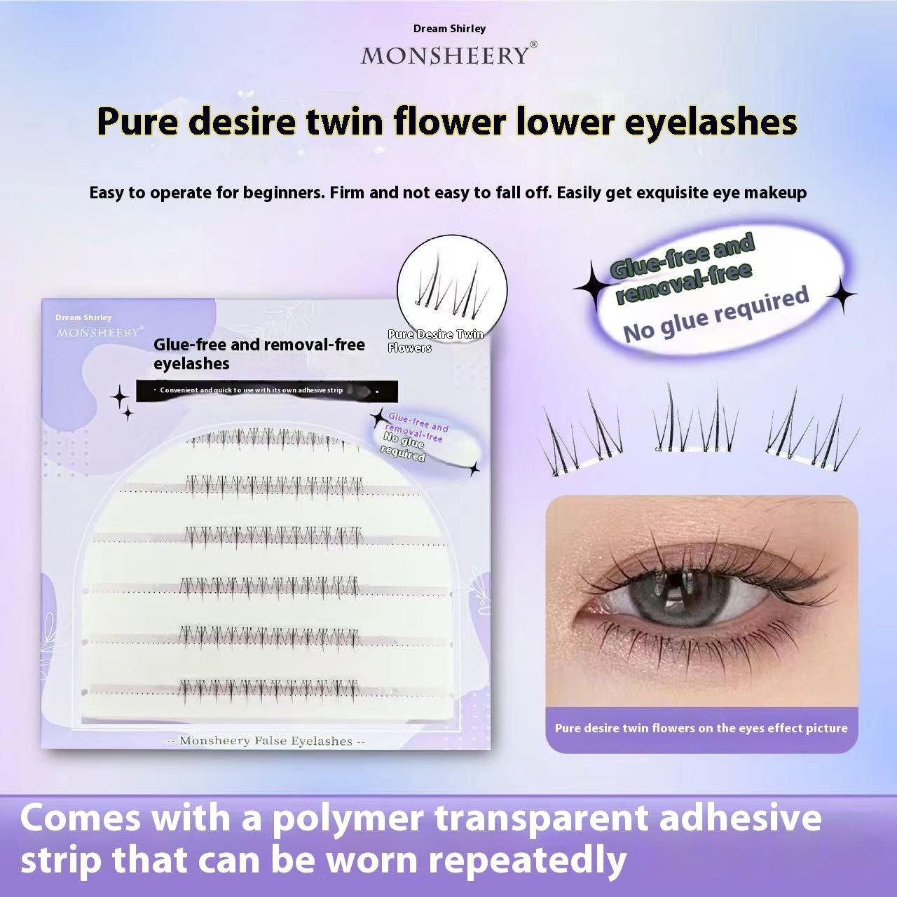 Self False Eyelashes 5d With Adhesive