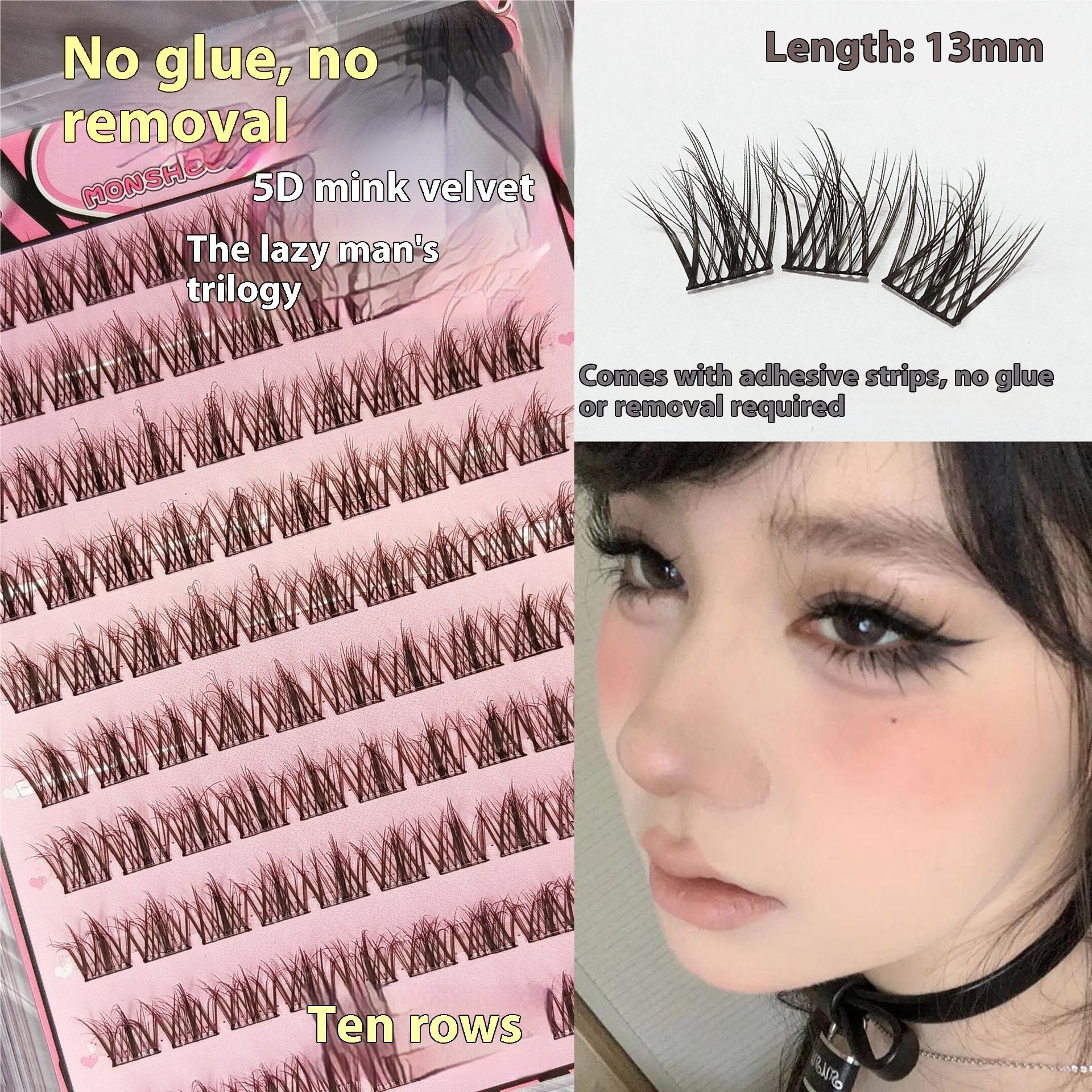 Self False Eyelashes 5d With Adhesive