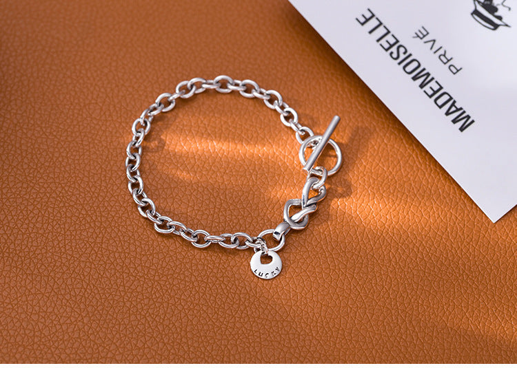 S925 Whole Body Sterling Silver Vintage Old Love Round Thai Silver Bracelet