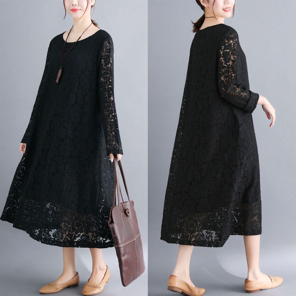 New Plus Size Women's Clothing Plump Girls Slimming Lace Dress