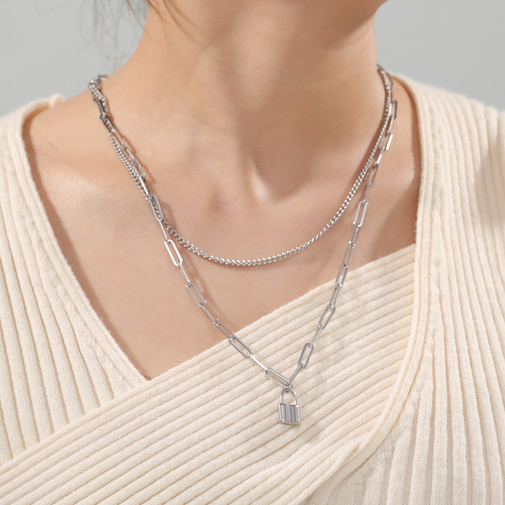European And American Style Double-layer Necklace Twin Style Men And Women Same Style