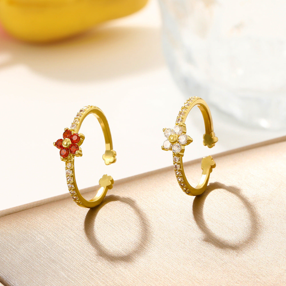 Full Diamond Flower Ring For Women South Korea Spring Affordable Luxury Style