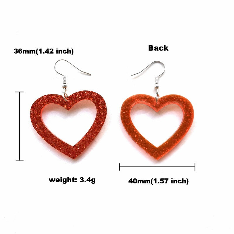 Retro New Style Leopard Print Love Heart Earrings Women