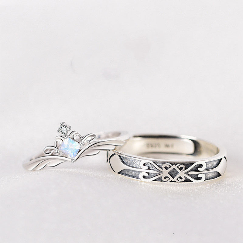 Long-distance Love Gift Opening To Make Old Moonstone Couple Ring