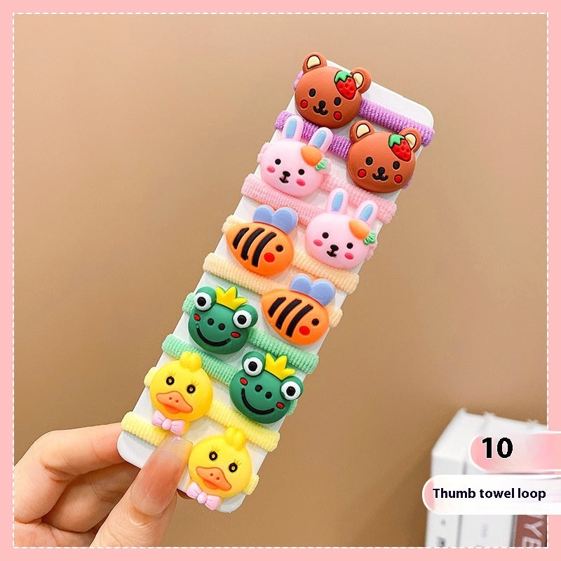 Rubber Band Female Hair-binding Children's Cartoon Hair Band Cute Baby Hair Friendly String Hair Rope Headdress