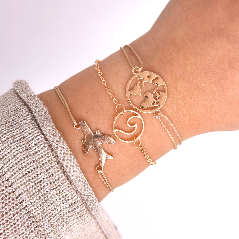 Fashion World Map Bracelet HAILANG Creative Style Three-piece Set For Women