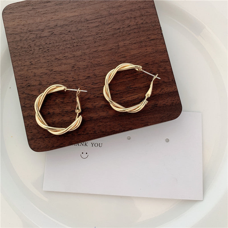 Trendy Sterling Silver Needle Stud Earrings For Women Korean Style Popular