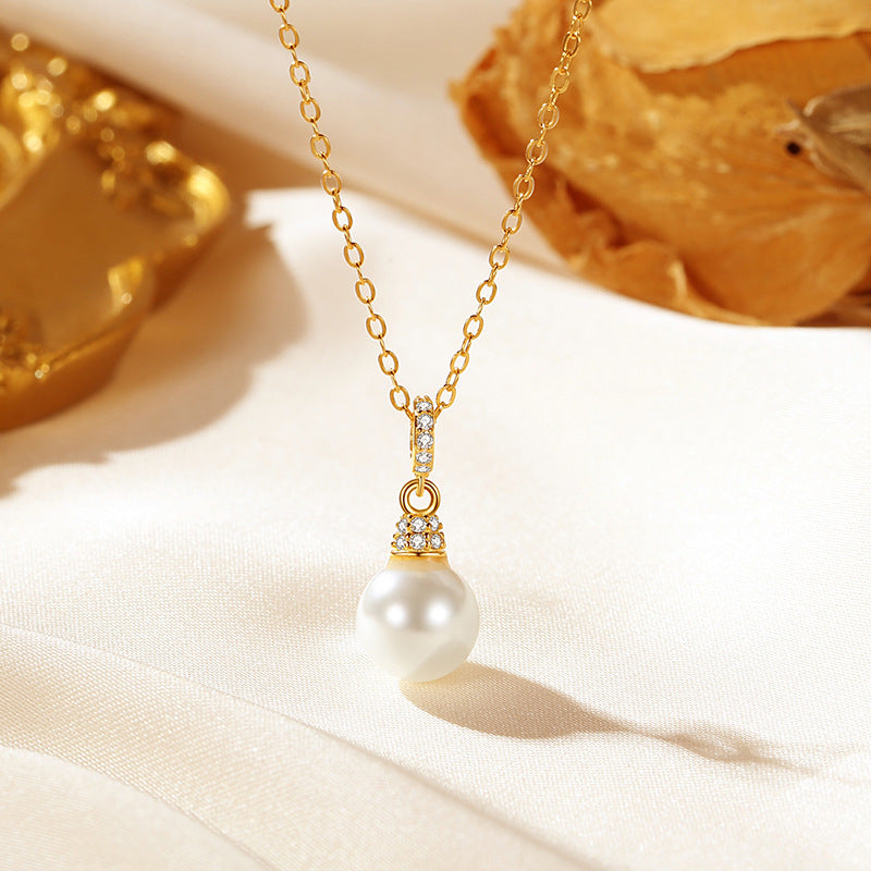 S925 Silver Fashion Affordable Luxury Style Pearl Necklace For Women Rhinestone Zircon