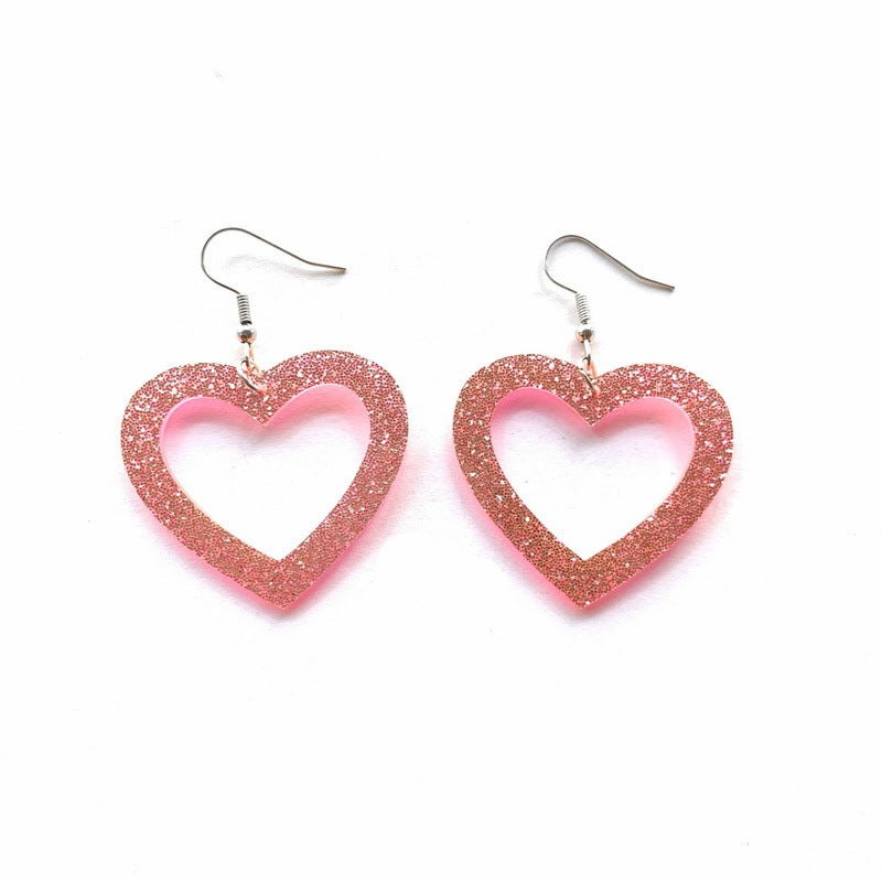 Retro New Style Leopard Print Love Heart Earrings Women