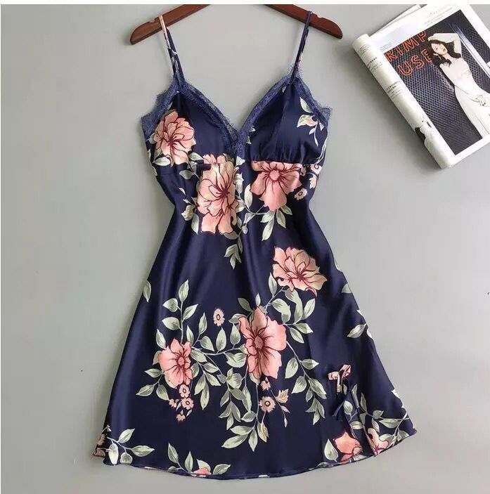 Ladies sexy printed ice silk pajamas