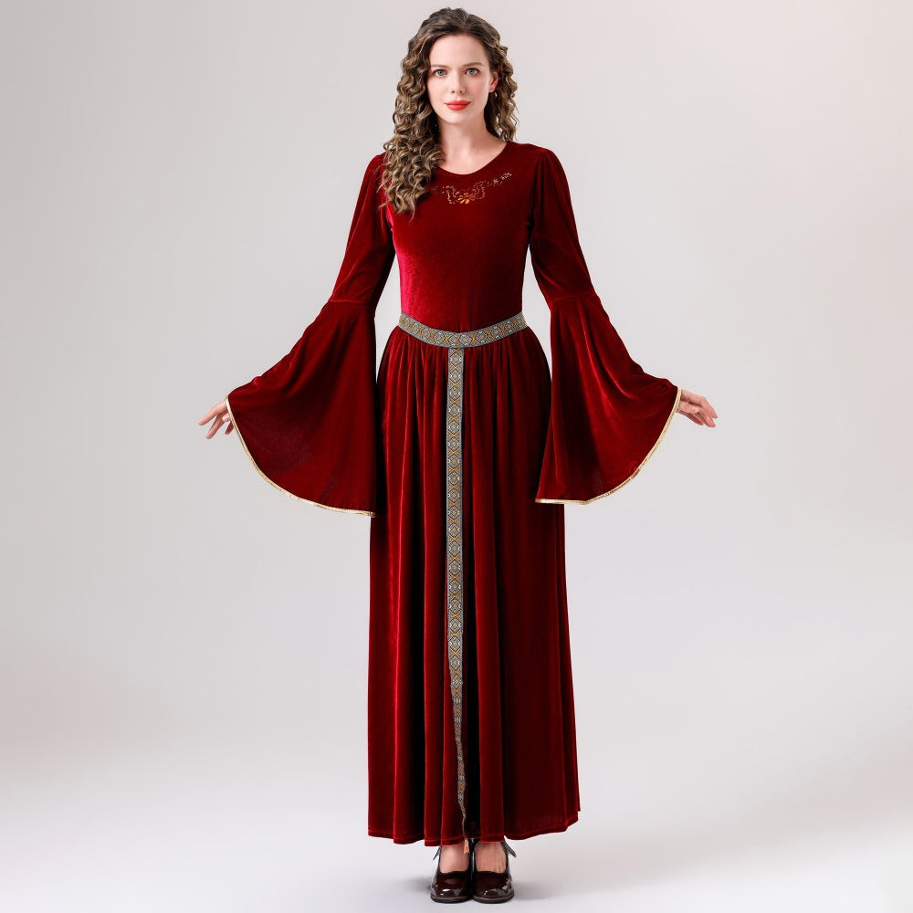 Medieval Clothing Adult Women's Retro Court Queen Long Dress Costumes
