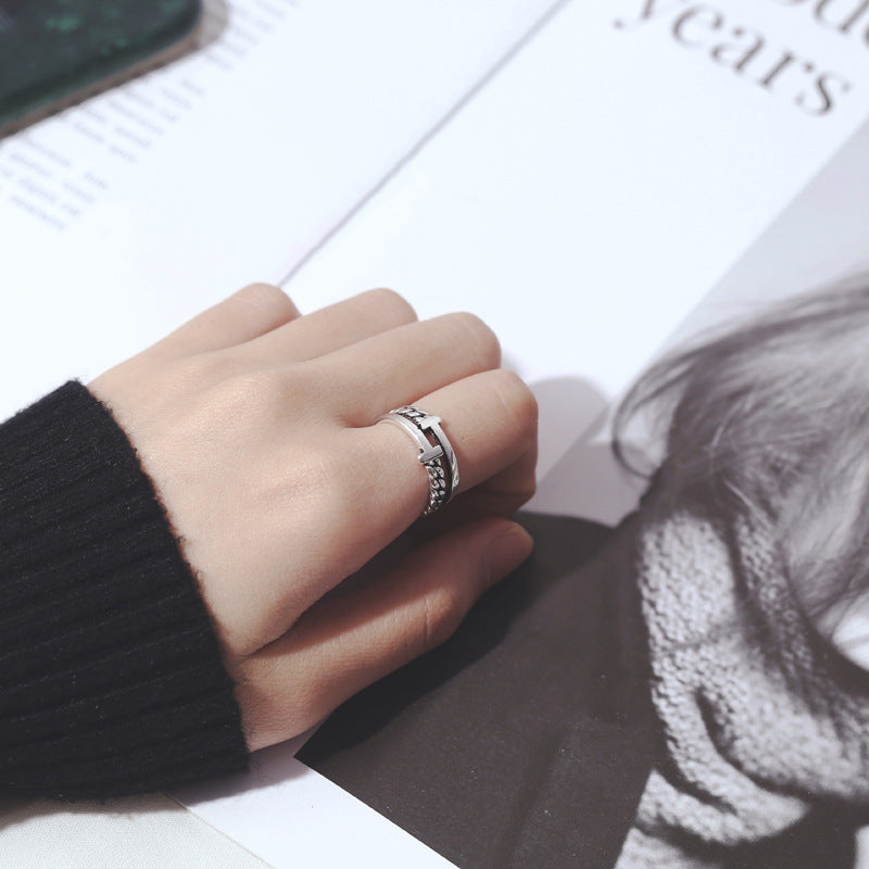 Braided Ring Retro Personality Silver Made Old Female Ring Jewelry