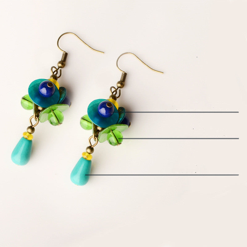 Ethnic Style Earrings Color Shell Piece Temperament Ancient Style
