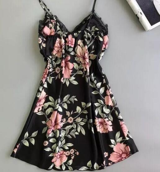 Ladies sexy printed ice silk pajamas