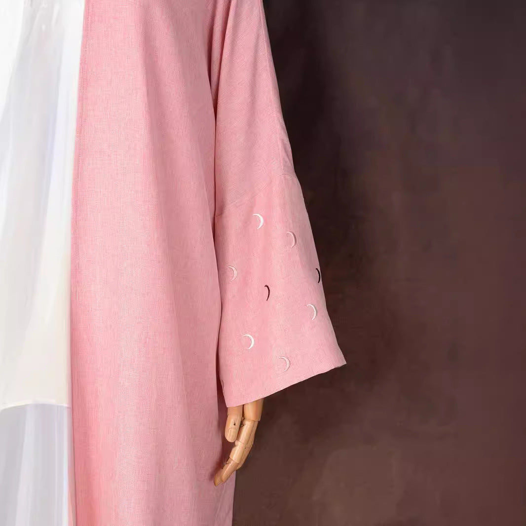 Muslim Elegant Cardigan Embroidered Dress Robe