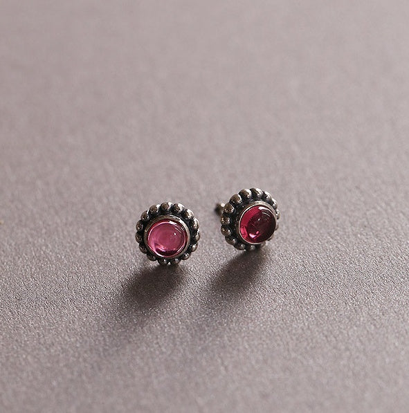 Sterling Silver Red Crystal zircon fashion old Earrings