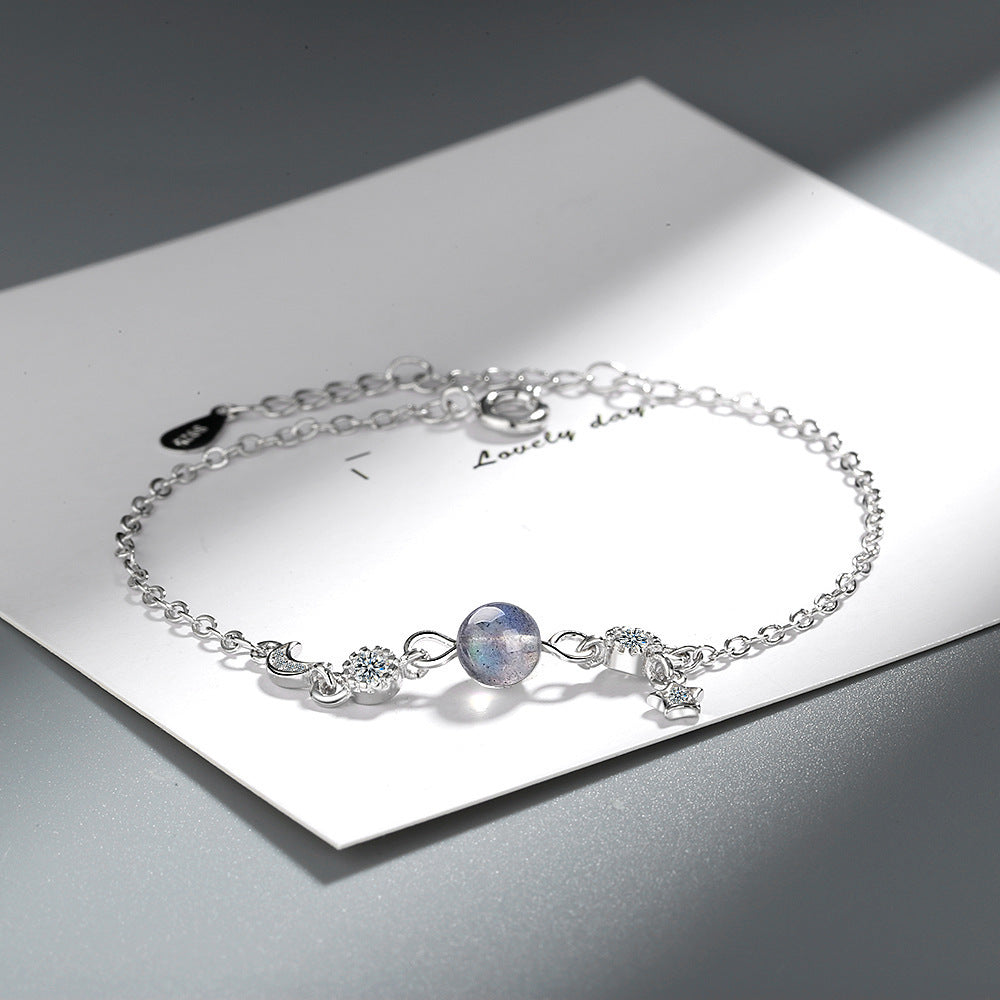 Fashion Design Genuine 925 Sterling Silver Pendant Bracelet Korean Style Female Fashion Jewelry Crystal Bracket For Women