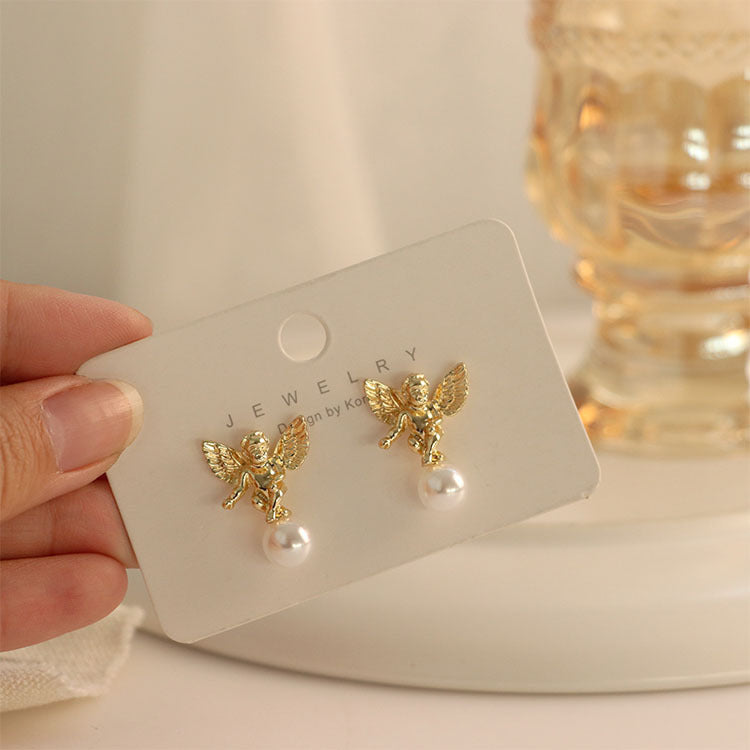 Gentle Lady Pearl Art Port Style Earrings Earrings Women