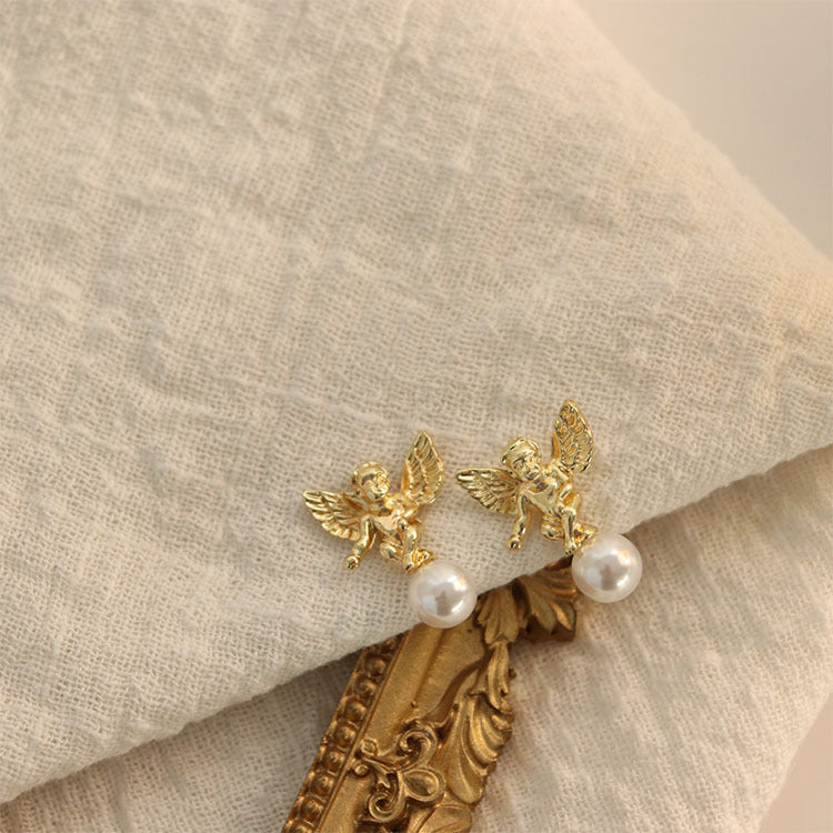 Gentle Lady Pearl Art Port Style Earrings Earrings Women