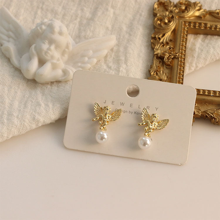 Gentle Lady Pearl Art Port Style Earrings Earrings Women