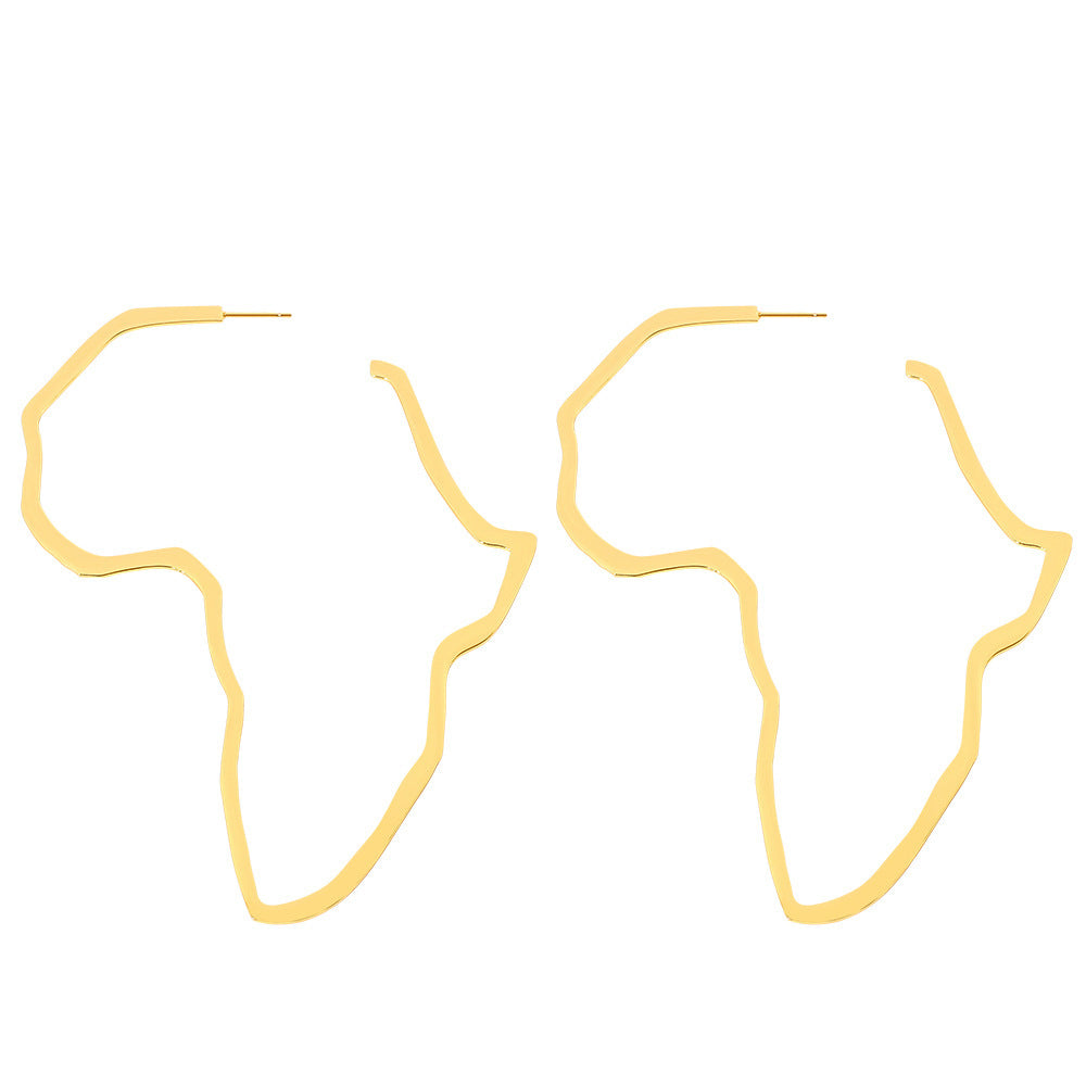 Africa Map Money Symbol Exaggerated Earrings