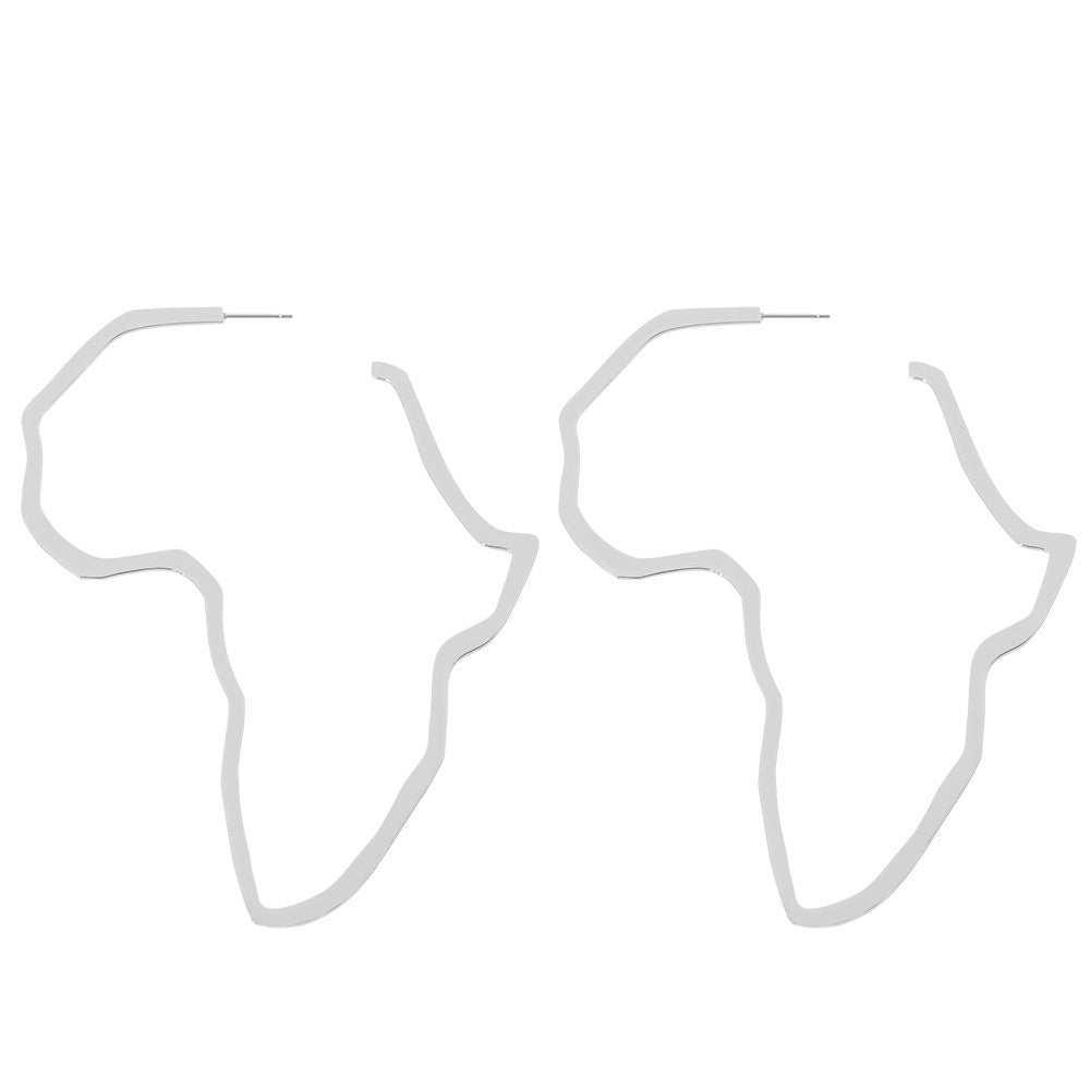 Africa Map Money Symbol Exaggerated Earrings