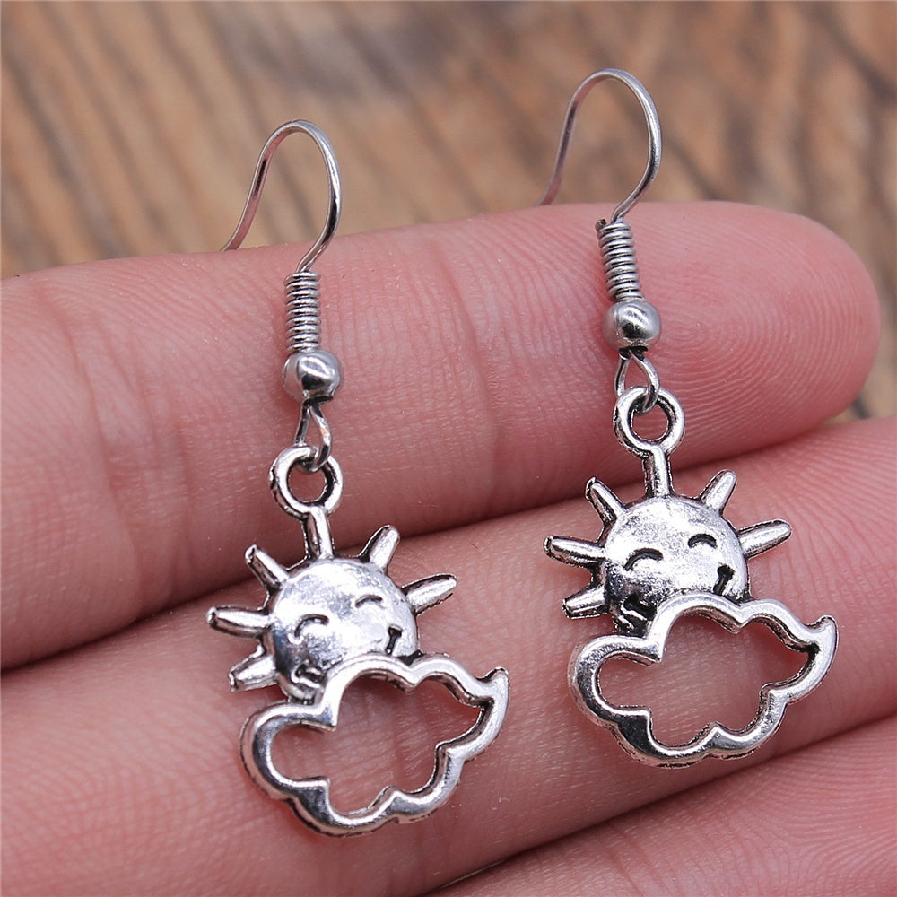 European And American Style Simple Personality Earrings Women Moon Sun Planet Lightning Earrings