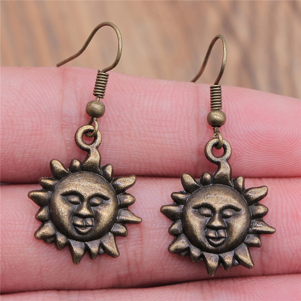 European And American Style Simple Personality Earrings Women Moon Sun Planet Lightning Earrings