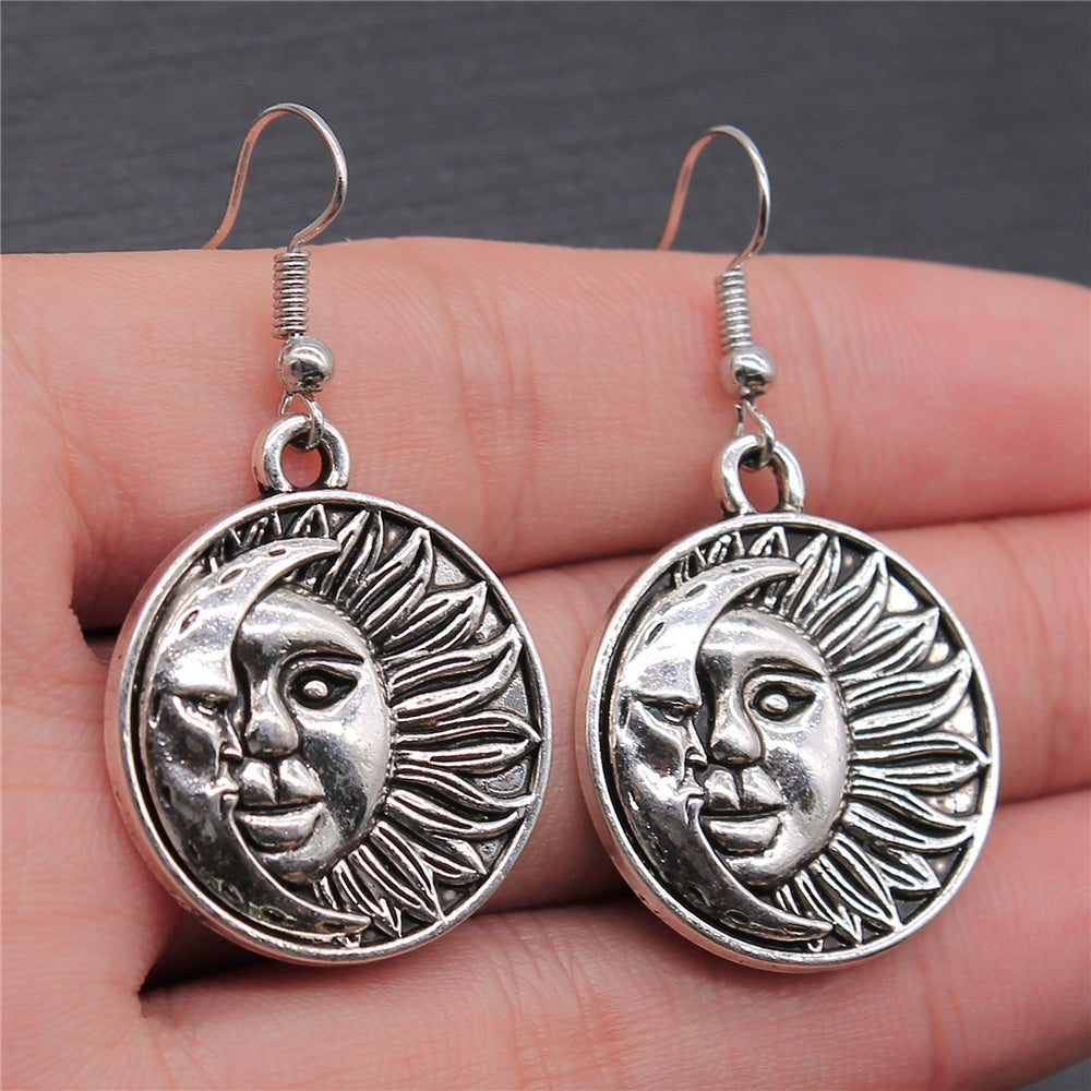 European And American Style Simple Personality Earrings Women Moon Sun Planet Lightning Earrings