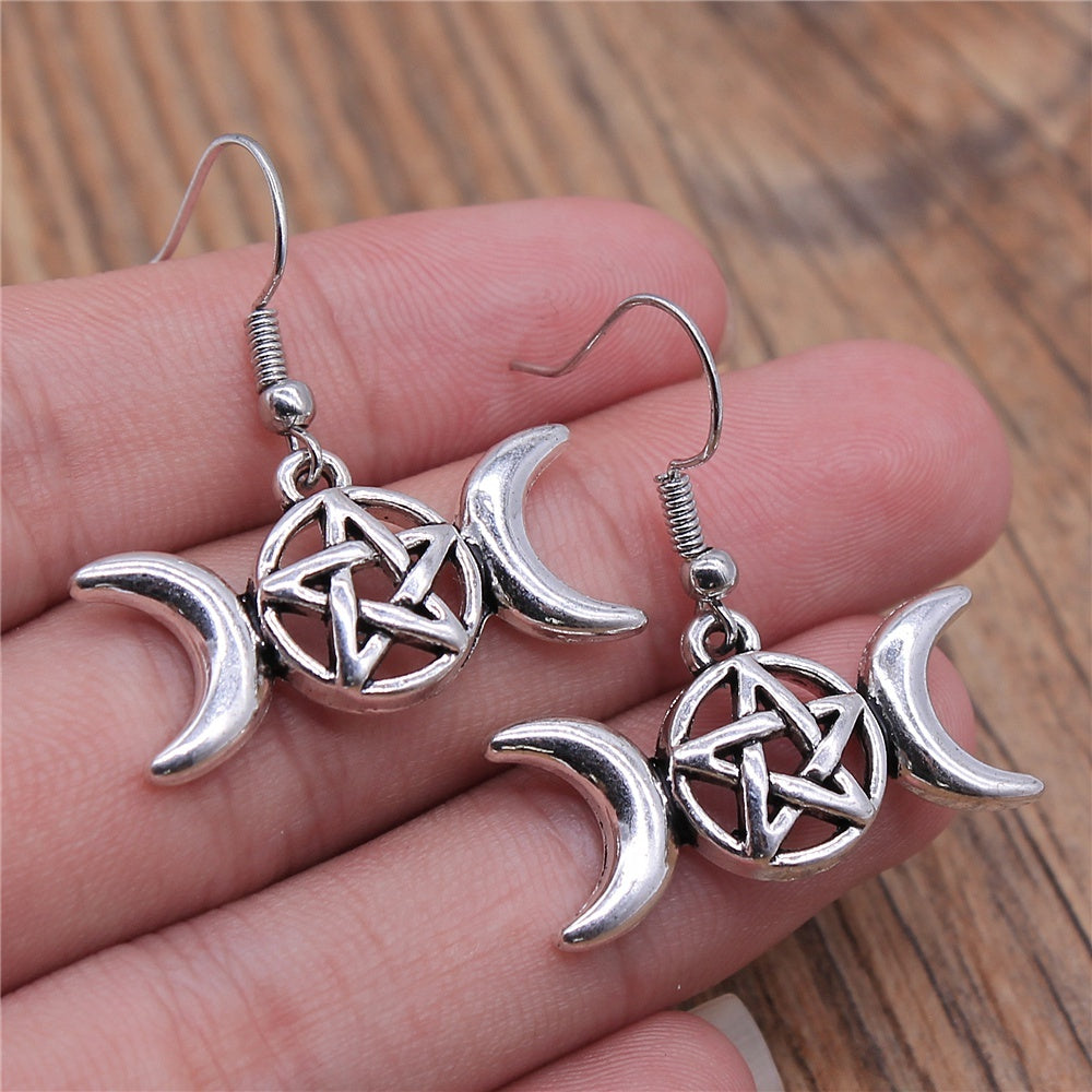 European And American Style Simple Personality Earrings Women Moon Sun Planet Lightning Earrings