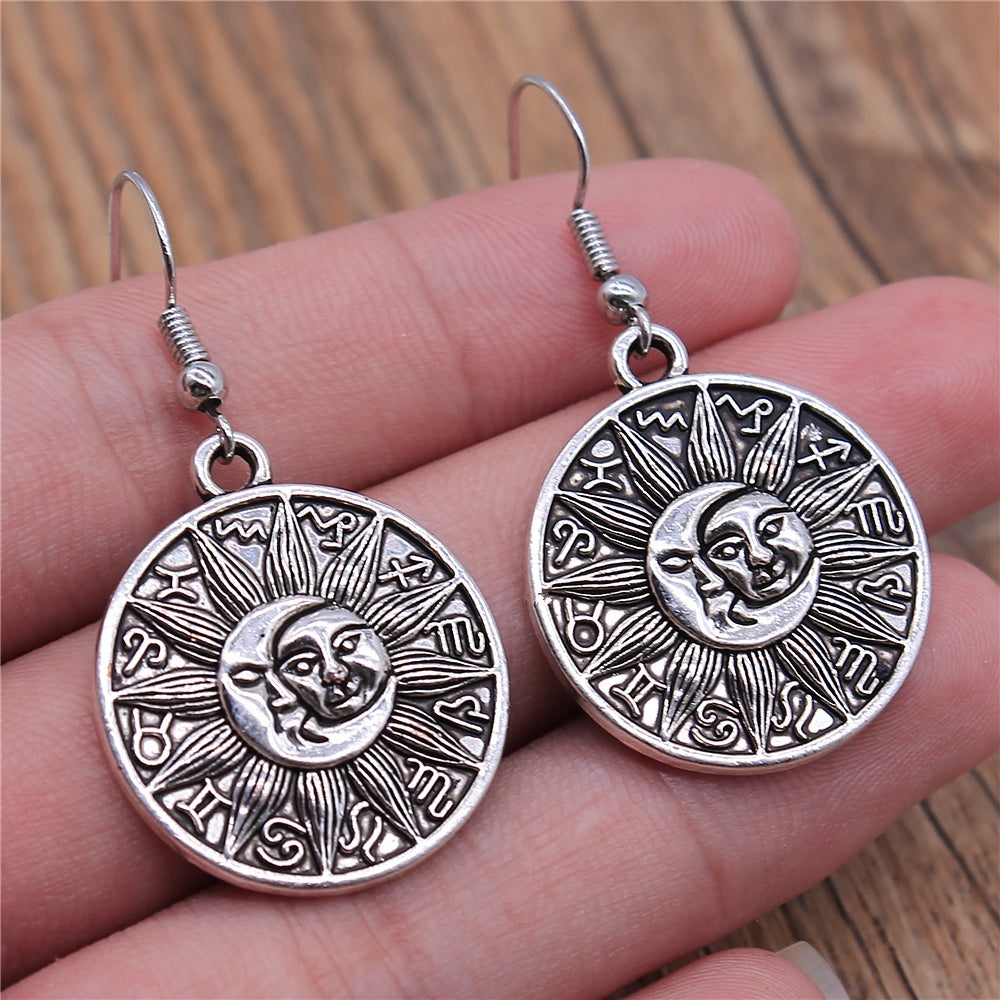 European And American Style Simple Personality Earrings Women Moon Sun Planet Lightning Earrings