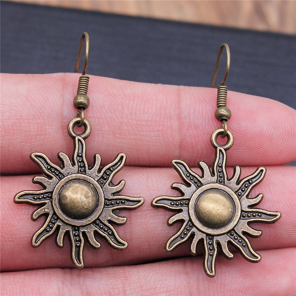 European And American Style Simple Personality Earrings Women Moon Sun Planet Lightning Earrings