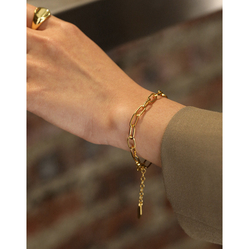 Cool Style, Personality, Simple Chain Texture, S925 Sterling Silver Bracelet Women