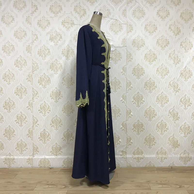 Lace Embroidery Stitching Cardigan Dress Robe Women's Clothing