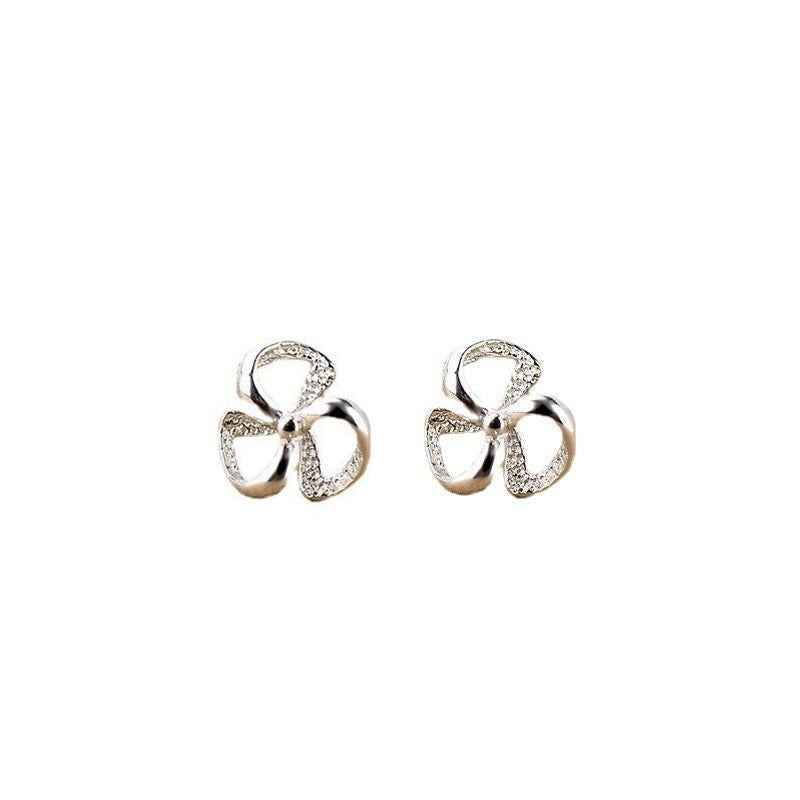 Korean Style S925 Silver Needle Flower Earrings Women
