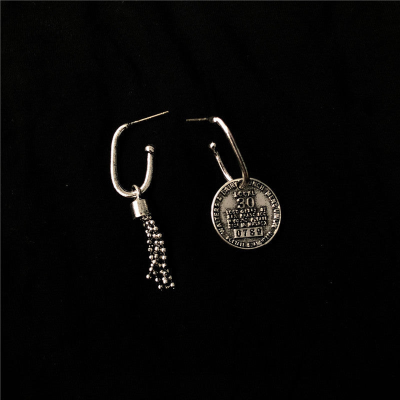 Old Vintage Style Dark Bunny Asymmetric Earrings