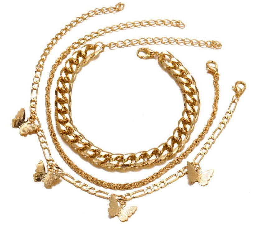 Fashion Personality Butterfly Simple Twin Style Anklet For Women