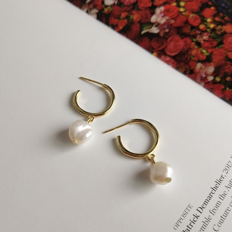 Korean Style Irregular Freshwater Pearl Earrings Women