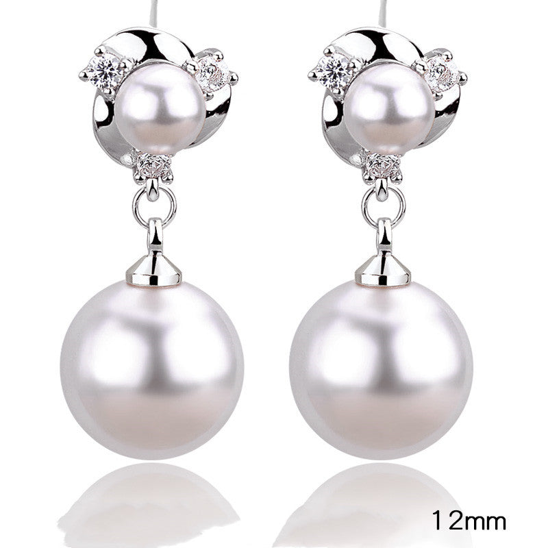 Style Tassel Clip Sterling Silver Pearl Earrings For Women