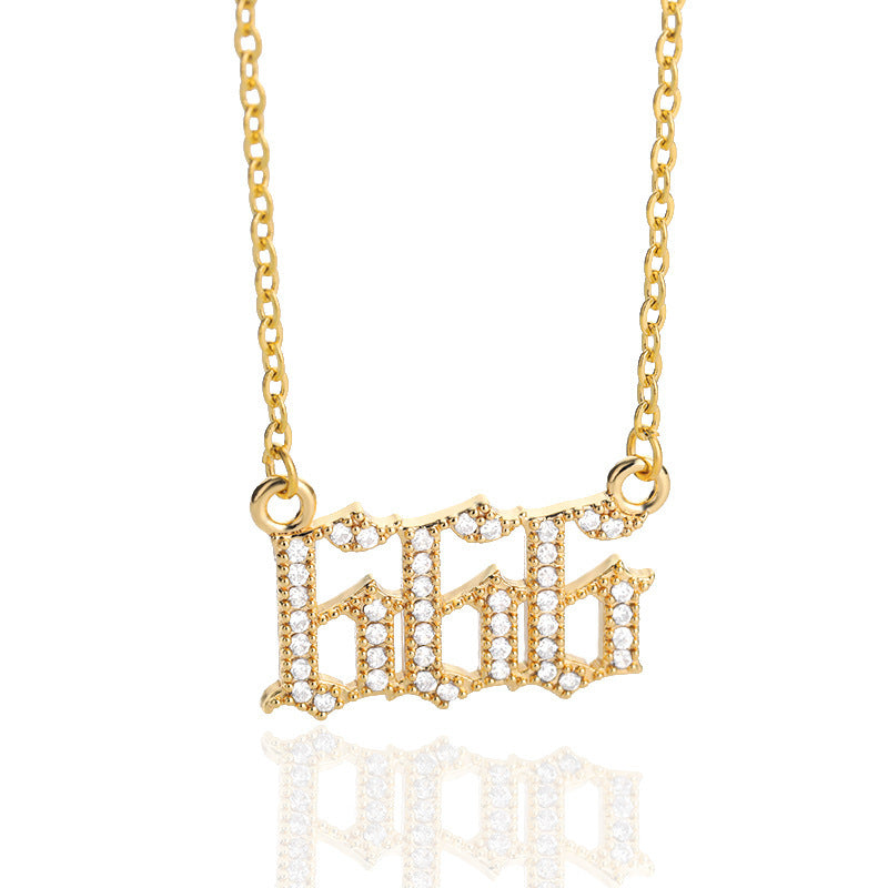 Zircon Necklace Men And Women Couples Old English