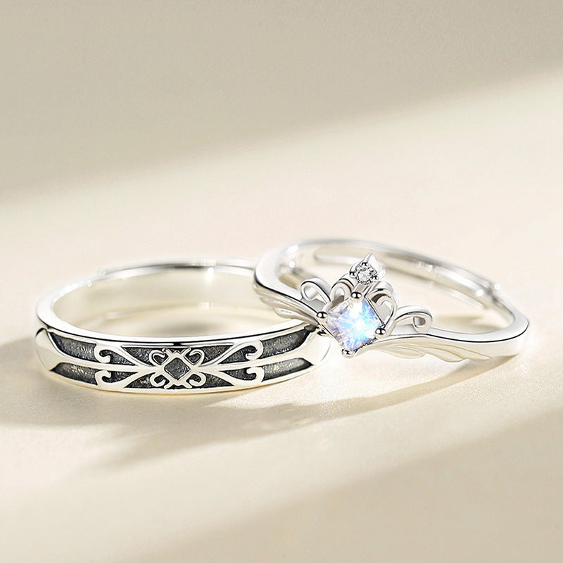 Do Old Moonstone Couple Rings Retro Princess Knight