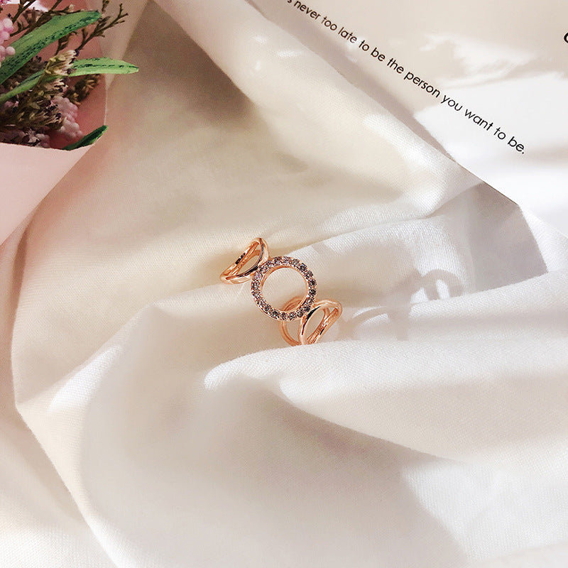 Dignified Hollow Circle Simple Cold Style Ring For Women