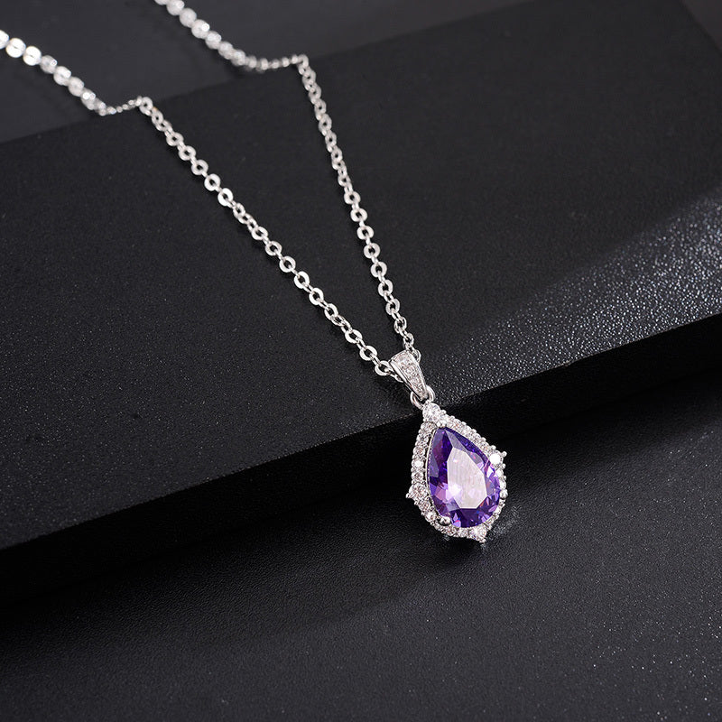 Necklace Korean Style Simple Amethyst Pendant Women