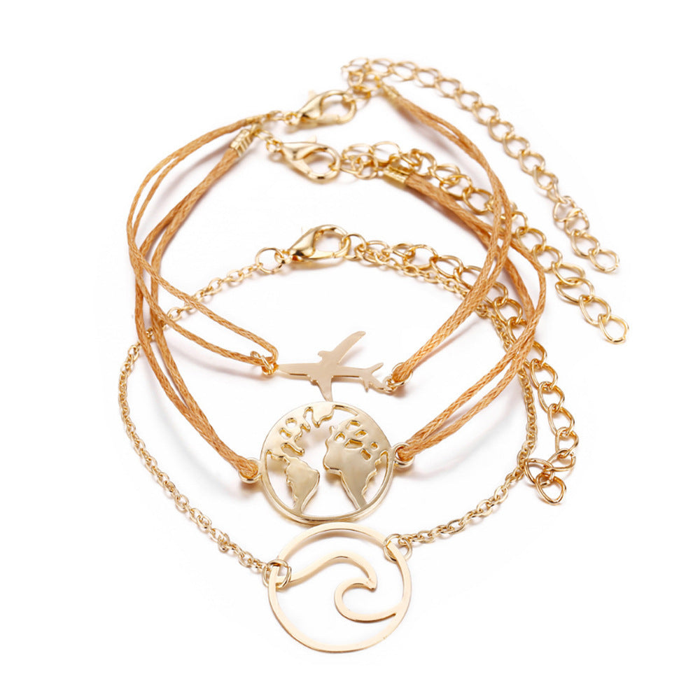 Fashion World Map Bracelet HAILANG Creative Style Three-piece Set For Women