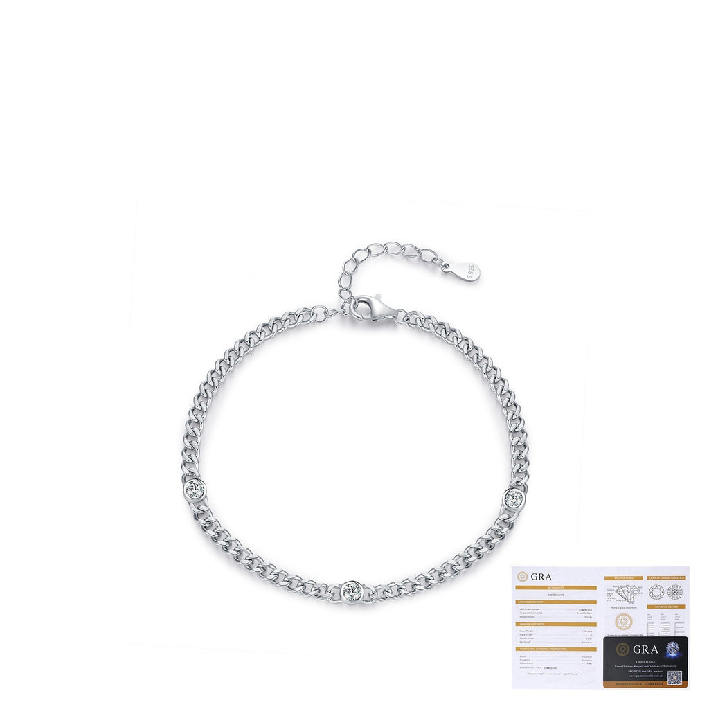 S925 Sterling Silver Japanese Style Personalized Punk Fashion Shining Diamond Bracelet Accessories For Women
