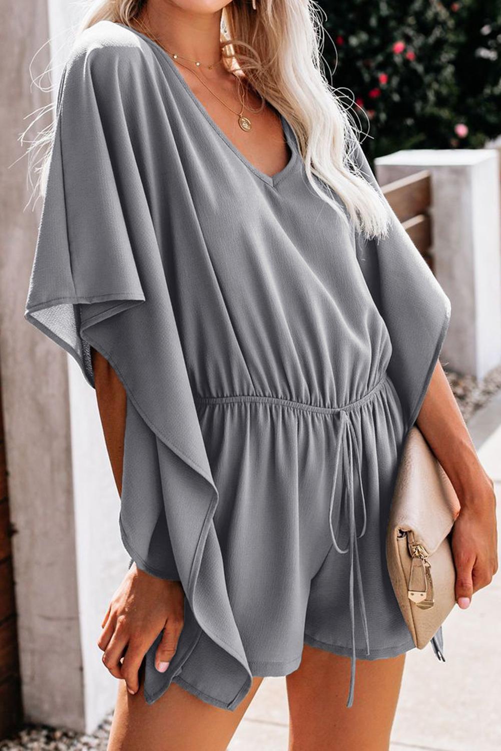 V-neck High-waisted Sash Loose Casual Pants