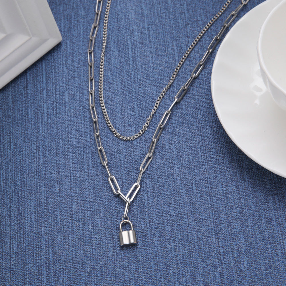 European And American Style Double-layer Necklace Twin Style Men And Women Same Style