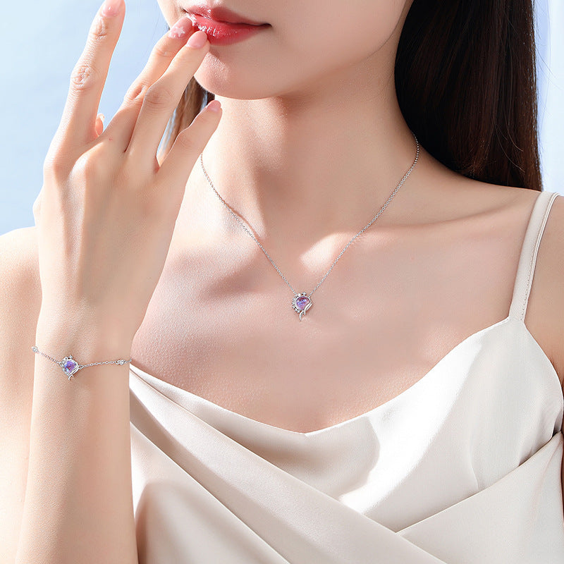 925 Sterling Silver Mori Style Iris Tectorum Necklace For Women