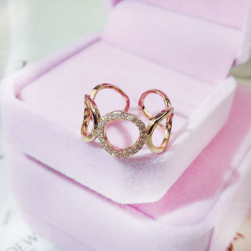 Dignified Hollow Circle Simple Cold Style Ring For Women