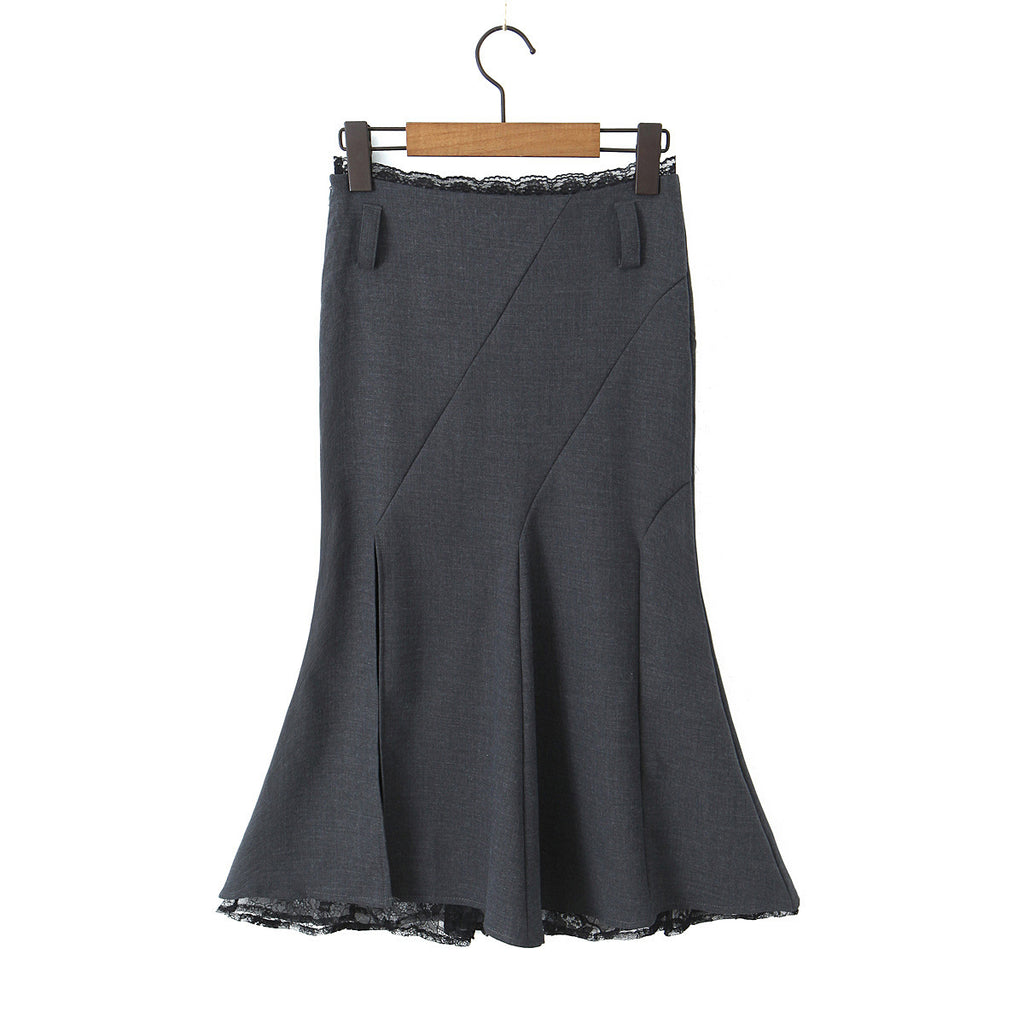 Lace Stitching Fishtail Elegant Slimming Sheath Skirt